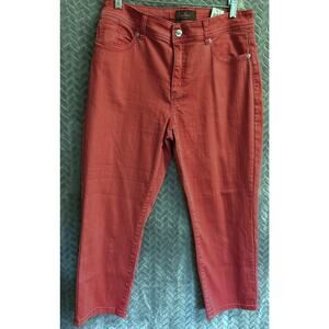 Chicos So Slimming Coral Crop Jeans Size 1 (M)  Bling Comfort Colorful Resort